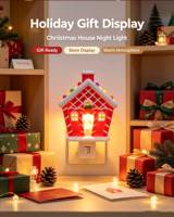 Lampe de Noël LED ABS en forme de maison de pain d'épices, rotative à 360°, à brancher, lumière douce et chaude, décorative pour les fêtes