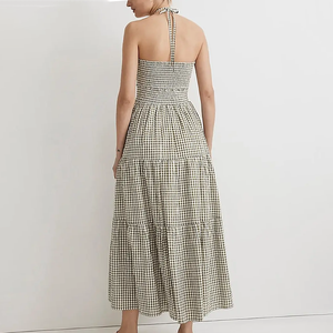 Clothing Manufacturers Custom Design Women's Casual <b>Dresses</b> Long Gingham Girls Maxi <b>Dresses</b> - Product Image 3