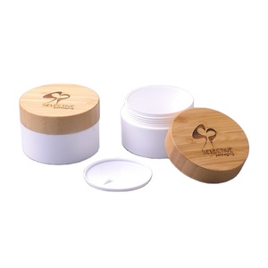 hemp plastic bottles white plastic pp jar with bamboo lid