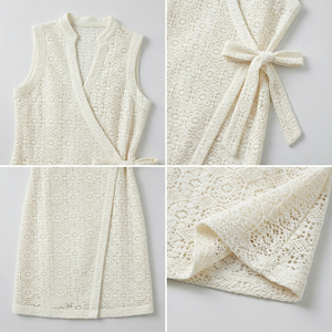 Vestido Midi de Encaje Blanco para Mujer, Diseño Original SHENGFU, Elegante, Sin Mangas, Cuello en V, Vestidos de Fiesta Personalizados de Lujo, OEM - Product Image 3