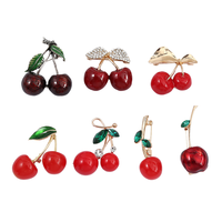 Luxe sieraden dames kinder fruit broche legering kersen borst bloem strass op maat gemaakte feest bruiloft cadeau rugzak accessoires