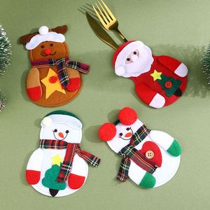 Décorations de Noël, décorations de table de Noël, ensemble de couverts, housses de couteau et de fourchette Père Noël et Bonhomme de neige, cadeau de Noël pour enfants - Product Image 1