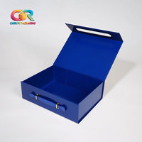 Boîte rigide bleue de luxe, grande boîte pliable en carton, emballage pliable personnalisé en papier, boîte de luxe avec fermeture magnétique, prête à l'emploi