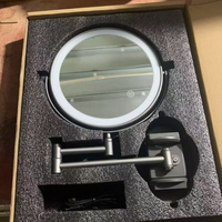 Rotatable Dual-Sided Personalized Bathroom Wall-Mounted Makeup LED Mirror Punch-Free Telescopic Folding Magnifying Metal Beauty