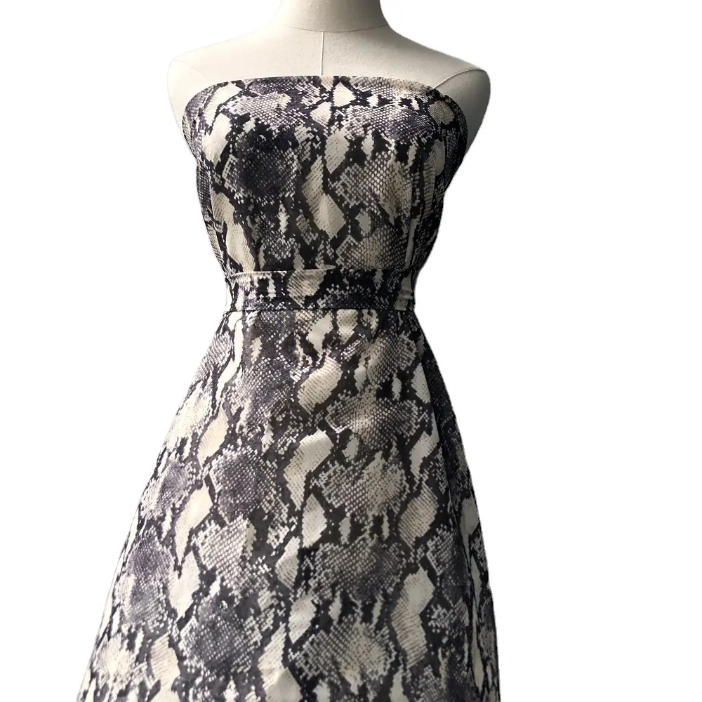 75d 2600t chiffon cobra design digital impressão, tecido para as roupas femininas europeias vestido