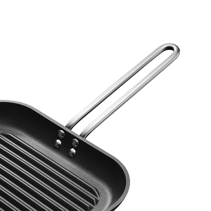 Padella per Bistecche Artigianale Quadrata in Acciaio Inox Antiaderente con Manico, Fondo Piatto, Adatta al Forno - Product Image 4