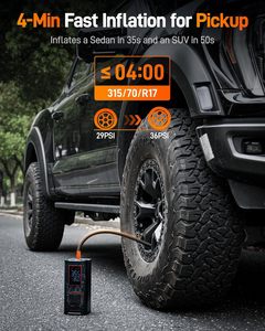 WOLFBOX MegaFlow24 Pro เครื่องสูบลมยางแบบพกพา 150PSI กระบอกสูบคู่ 58 ลิตร/นาที สำหรับยางรถยนต์และรถบรรทุก - Product Image 5