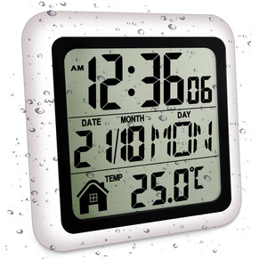 <span class=keywords><strong>Horloge</strong></span> et <span class=keywords><strong>calendrier</strong></span> autocollants muraux transfrontaliers en ABS, sans perforation, étanches et anti-poussière, avec ventouse auto-amorçante pour salle de bain et cuisine - Product Image 1