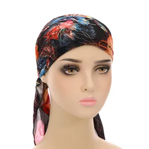 Floral Head Wrap Lady Girls Colorful Turban Floral Printed Soft Touch Elastic Hat Bandana Top Selling Turbans