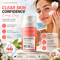 Crème solaire pour le visage SPF 46 sans huile, à l'oxyde de zinc et à la niacinamide, protection large spectre UVA/UVB, résistante à l'eau