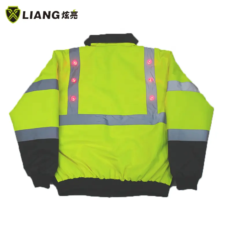 Jaqueta de segurança para exercícios ao ar livre, jaqueta refletiva de alta visibilidade com luz LED, jaqueta de segurança para trabalho à prova d'água
