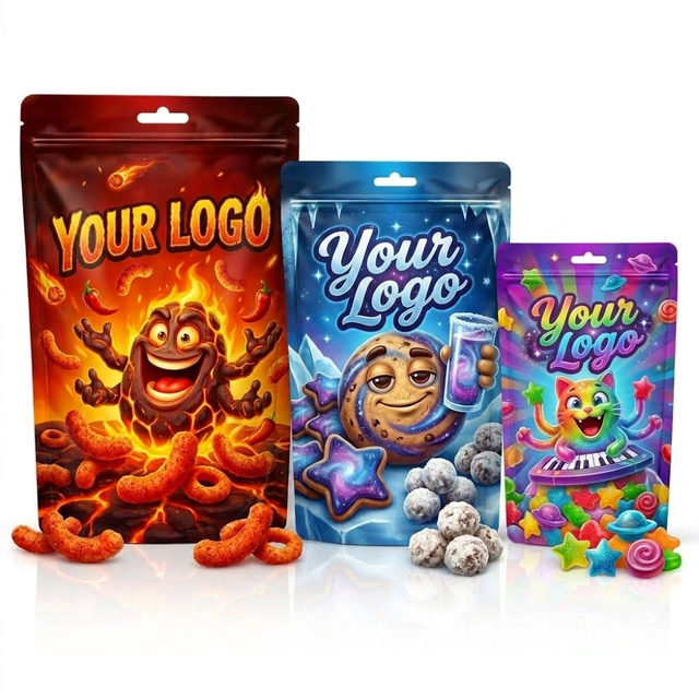 Custom Printed Premium Specialty Food Snack Candy Bag Tear Notch Small Capacity Packaging Stand up Zipper Food  Pouch