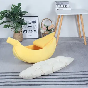 Alta calidad forma de plátano lindo interesante suave amigable lujo moda fruta gato mascota cama para mascotas