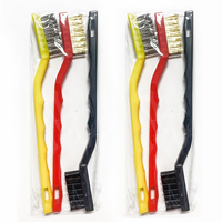 Ensemble de brosses métalliques 3 pièces-Poils en acier inoxydable avec manche incurvé pour le frottement de la rouille, de la saleté et de la peinture