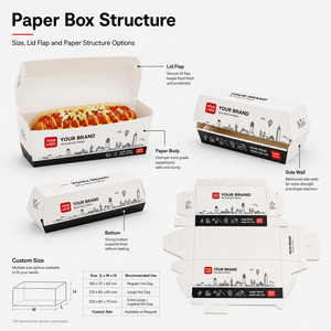 Boîte à hot-dogs personnalisée imprimée et gaufrée, barquette <span class=keywords><strong>alimentaire</strong></span> jetable pour la vente en gros d'emballages de nourriture à emporter et de street food - Product Image 2