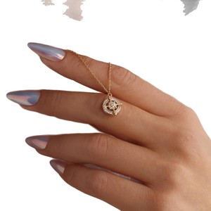 Golden Compass Pendant <b>Necklace</b> Zinc Alloy Pave Setting Everyday Wear Fashion Jewelry - Product Image 5