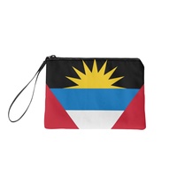 Dompet Koin Mini Berresleting Motif Bendera Antigua, Kantong Penyimpanan Kartu dan Uang Receh Portabel dari Kanvas Poliester untuk Perjalanan Wanita