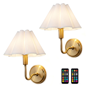 Lámpara de Pared Decorativa Recargable LED con Pantalla Reemplazable, Lámpara de Pared Inalámbrica de Tela para Interiores, para Mesita de Noche - Product Image 1