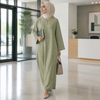 Robe longue ample en viscose pour femme musulmane, idéale pour la prière, le culte et le quotidien, couleur unie, grande taille, col en V ajustable, Abaya