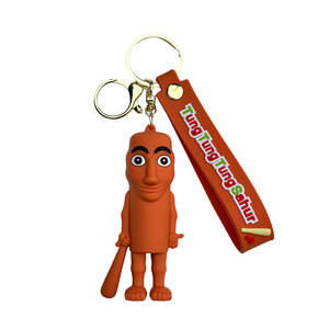 <span class=keywords><strong>Porte</strong></span>-clés en caoutchouc PVC tendance, motif dessin animé Shan Hai Jing, pendentif fantaisie, figurine abstraite de stickman, Bigfoot, arbre, impression numérique - Product Image 5