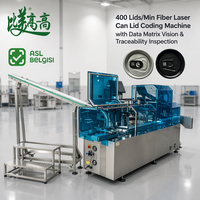 Machine de marquage laser à fibre haute vitesse pour couvercles, 400 couvercles par minute, avec inspection visuelle Data Matrix et traçabilité