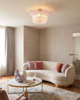 Lustre en verre de Murano à pétales roses, luminaire de plafond rond semi-encastré pour la maison, l'hôtel, la villa