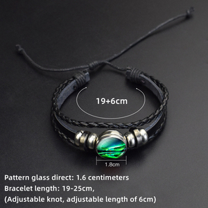 Nouveau <span class=keywords><strong>Bracelet</strong></span> aurores boréales polaire aurore boréale verre dôme cuir tissage Bracelets pour femmes hommes bracelets astronomiques bijoux - Product Image 5