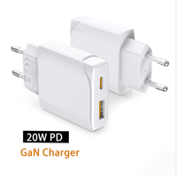Chargeur mural USB-A Type-C ultra-fin HNT PD 20W avec prise EU, charge rapide, adaptateur d'alimentation portable pour iPhone Samsung avec OEM/ODM