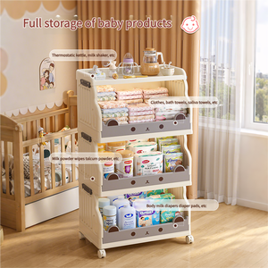 Mehr schicht iges faltbares Bücherregal aus Kunststoff mit Rädern Funktionelles Bilderbuch und Spielzeugs chrank - Product Image 4