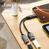 Kabel Splitter USB Type C Male ke Type C USB Female PD 100W Pengisian Cepat Transfer Data Fungsi OTG Transmisi Kabel Pendek