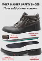Sepatu Keselamatan Kerja Pria Kulit Coklat, Pelindung Kaki Baja, Anti Tusuk, Tahan Minyak & Asam, Sol Karet Anti Selip