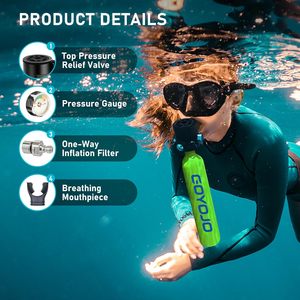 GOYOJO Mini-bouteille de plongée 0,5 L, kit de plongée portable, réservoir respiratoire rechargeable 3000 PSI pour entraînement de respiration sous-marine de 6 à 12 minutes - Product Image 3