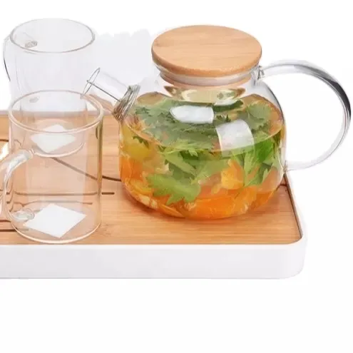 Pichet à eau en verre avec couvercle de 1850ml, carafe à eau résistante à la chaleur pour eau chaude/froide, thé glacé et boisson au jus