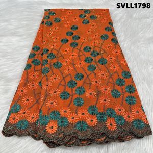 Encantadora tela de encaje bordado de margaritas pequeñas blancas tela de encaje africano algodón gasa Suiza bordado Laffaya diamantes para vestidos - Product Image 3