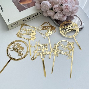 Decorazione per Torta di <span class=keywords><strong>Compleanno</strong></span> in Acrilico <span class=keywords><strong>con</strong></span> Design ad Arco e Foglie Multiformi - Product Image 1