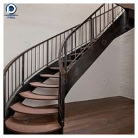 Escalier courbé en acier et bois Prima Modern Design pour intérieur commercial