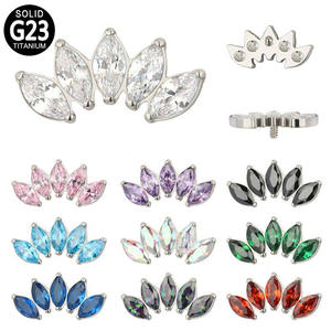 Bijoux de piercing corporel en titane ASTM F136 G23, ensemble de 5 broches, <span class=keywords><strong>marquise</strong></span> CZ, filetage interne, labrets - Product Image 1