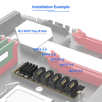 Tarjeta de Expansión M.2 B-Key a 5 Puertos SATA3.0, Convertidor de Llave B+M, 2.5 Pulgadas SSD HDD JM575 para Controlador PCB