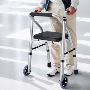 Déambulateur pliant multifonctionnel en alliage d'aluminium, réglable en hauteur, avec siège, aide à la marche portable pour personnes âgées - Product Image 3
