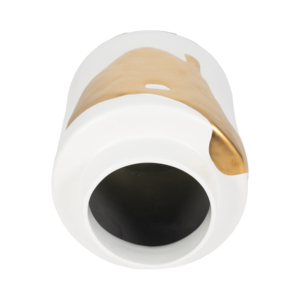 Vaso Artistico Contemporaneo Bianco con Dettagli Dorati per Arredamento Soggiorno o Camera da Letto - Product Image 5