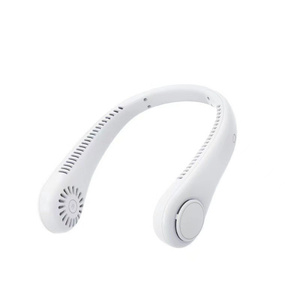 Ventilateur de cou portable sans pales rechargeable à trois vitesses, mains libres, en plastique, avec interface anglaise, idéal pour hôtels et camping-cars - Product Image 1