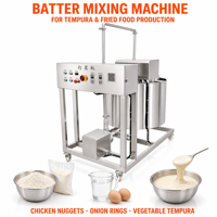 Mélangeur de pâte pour la préparation de panure de poulet katsu avec une capacité de travail de 100 litres, moteur de 1,5 kilowatt, enveloppe en acier