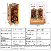 Kit Fai-da-Te per Casa delle Bambole in Miniatura in Legno, Città dei Cowboy, Puzzle 3D da Assemblare, Inserto per Libreria con Luce LED, Regalo Giocattolo