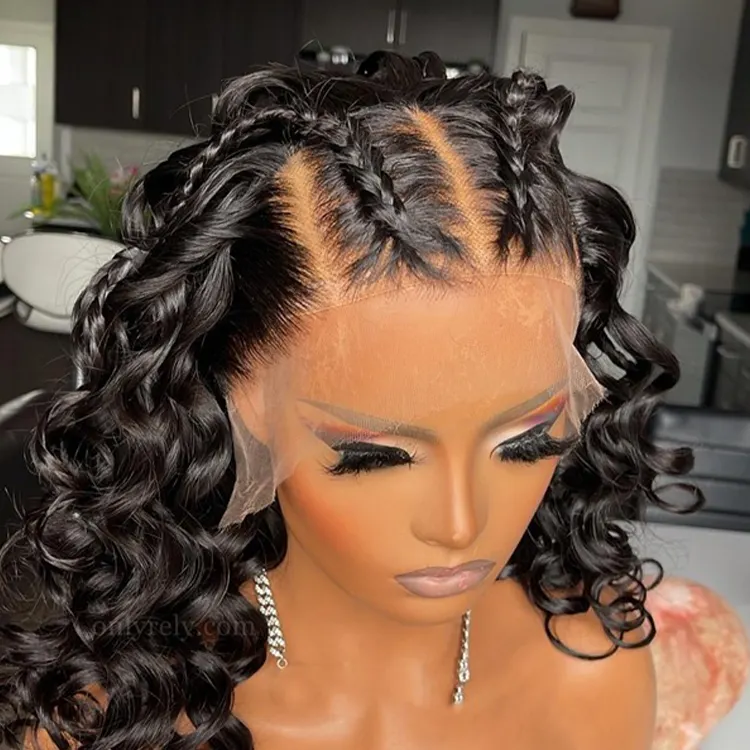 Парики KBL из человеческих волос на полной сетке для чернокожих женщин, парики с глубокой кудрявой прозрачной сеткой спереди 360, парики из бразильских волос на полной сетке