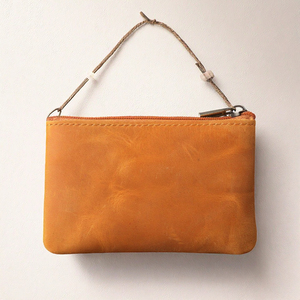 Factory Wholesale Price Slim Small Zipper Coin Purse Keychain Genuine Leather Portable Unisex - Product Image 3