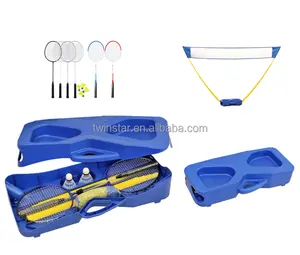 Conjunto de badminton portátil dobrável, ajustável, com rede e bolsa de transporte