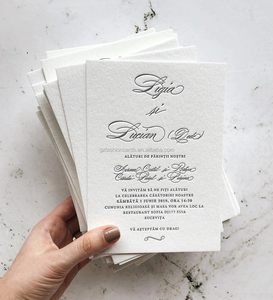 Thanh lịch letterpress lời mời đám cưới và mù letterpress bông Thiệp mời tùy chỉnh thiệp chúc mừng - Product Image 5