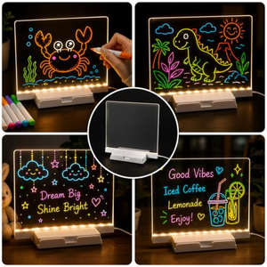 Tableau de messages LED créatif décoratif pour la maison, tableau effaçable à sec en acrylique avec port USB, design moderne pour enfants - Product Image 3