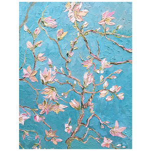 Peinture à l'huile sur toile inspirée de Van Gogh, texture épaisse, fleur d'abricot, décoration florale moderne, suspendue au salon, au couloir - Product Image 5