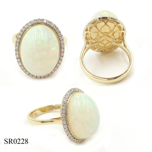 14KY <b>Opal</b> (Oval) 11.99 CT, White Diamond (Round) 0.40 CT <b>Ring</b> <b>opal</b> gemstone <b>ring</b> Gold <b>rings</b> diamond <b>rings</b> 14K Gold <b>Rings</b> - Product Image 1